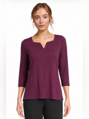 L.L.Bean Supima Cotton Square Neck Top | Plum Purple | Women’s Medium